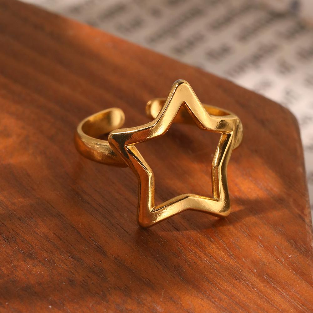 

Stainless Steel Rings Korean Fashion Fine Star Ring Trendy Fine Design Openwork Ring For Women Zircon Festival Birthday Gifts