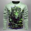 Graphic Tiger Fashion Designer Casual Men's 3D Print T shirt Tee Sports Outdoor Holiday Going out T shirt Long Sleeve Crew Neck Shirt