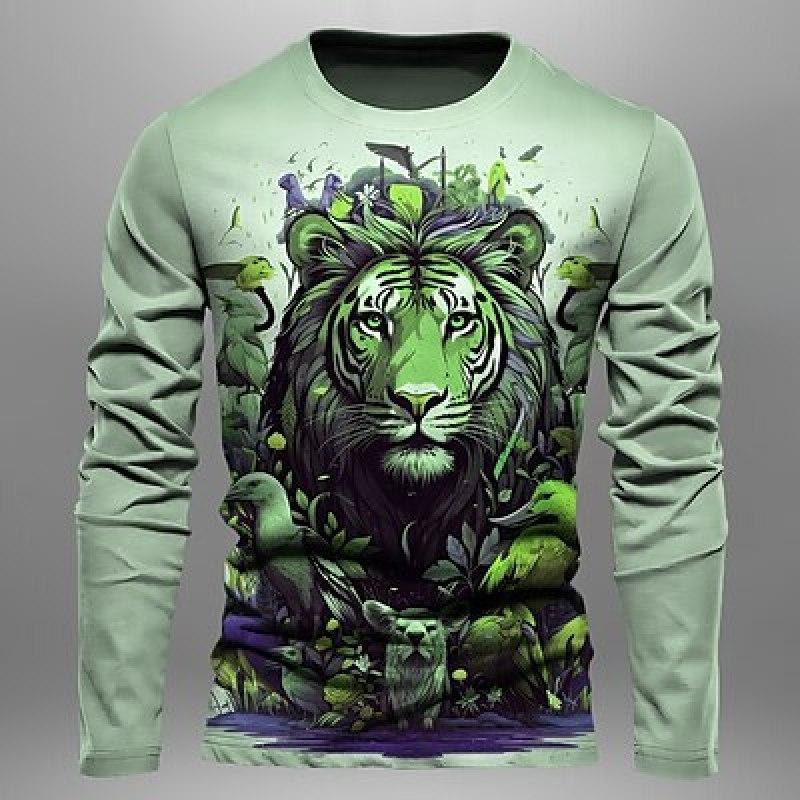 

Графический Тигр Модельер Повседневная мужская футболка с 3D принтом Футболка Спортивная на открытом воздухе Праздник Выходная футболка с длинным рукавом Рубашка с круглым вырезом 6xl