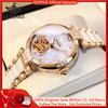 OUPINKE 3211 All Automatic Women Watch Hollow Brand Automatic Mechanical Watch Elegant Rose Diamond Ceramic Women Bracelet Set