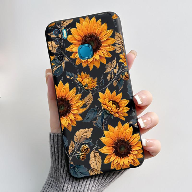 Handyhülle Für Infinix S5/S5 lite/X652/Camon 12 Air/CC6 Schwarz Niedliche Cartoons Bemalte Hülle Stoßdämpfer Weiche Stoßfeste Schwarze Hülle