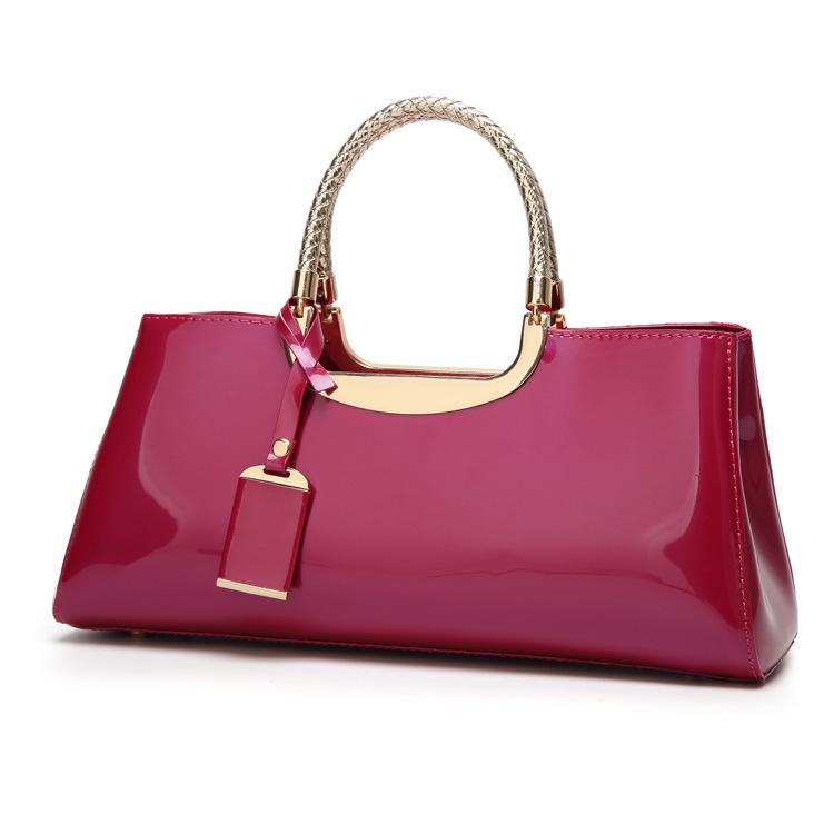 2025 Hot-Selling Women's Glossy Patent Leather Handbag: European & American Style Bridal Wedding & Evening Bag