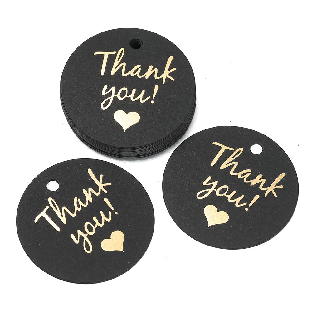 50pcs/Lot Stamping Thank You Paper Card Tags Jewelry Hang Tag Black White Paper Cards Jewelry Accessories Price Label Wholesale