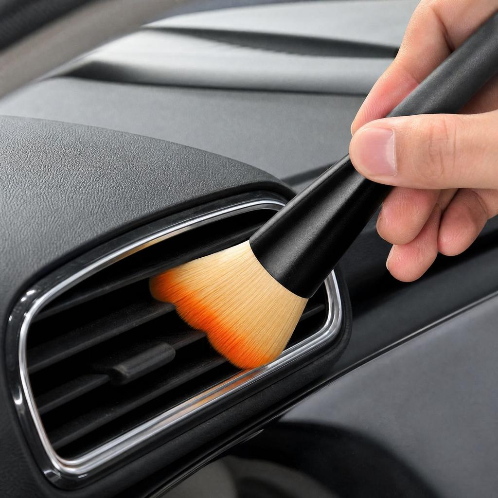4 Piece Car Detailing Brush Set with Soft Bristles for Wheel Rims, Crevices and Interior Cleaning