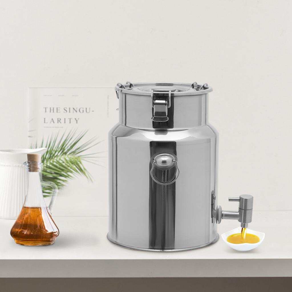 10L Beverage Dispenser w/ Nozzle, 304 Stainless Steel Drink Dispenser, Insulated Milk Can, Portable Liquid Container for Kitchen