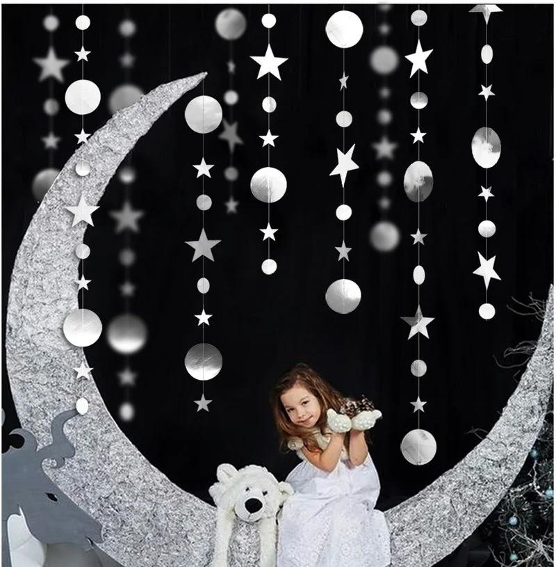 Pendant Ornaments Christmas Decorations for Home New Year 400cm Twinkle Star Snowflake Paper Garlands Christmas