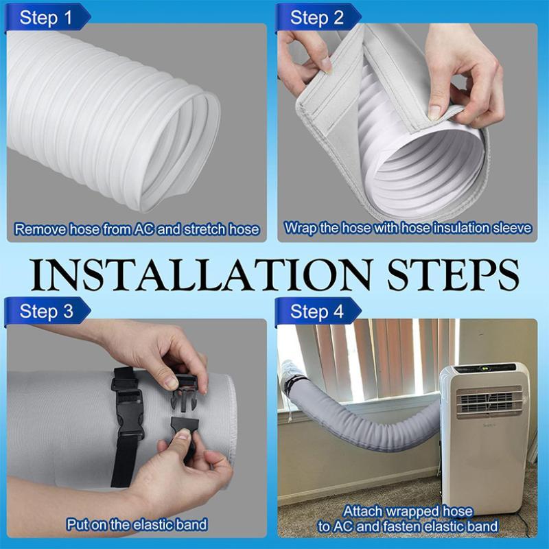 Portable Ac Hose Insulation Sleeve Air Conditioner Hose Cover Wrap For Exhaust Hose Easy Installation Ac Duct Insulation Wrap