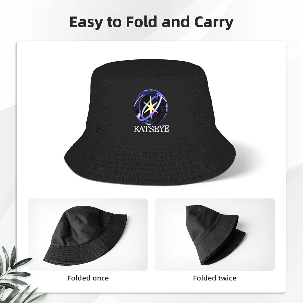 Katseye Logo Bucket Hat  Outdoor Fisherman Caps Foldable Hunting Sun Hats For Women Trendy Pattern Cap