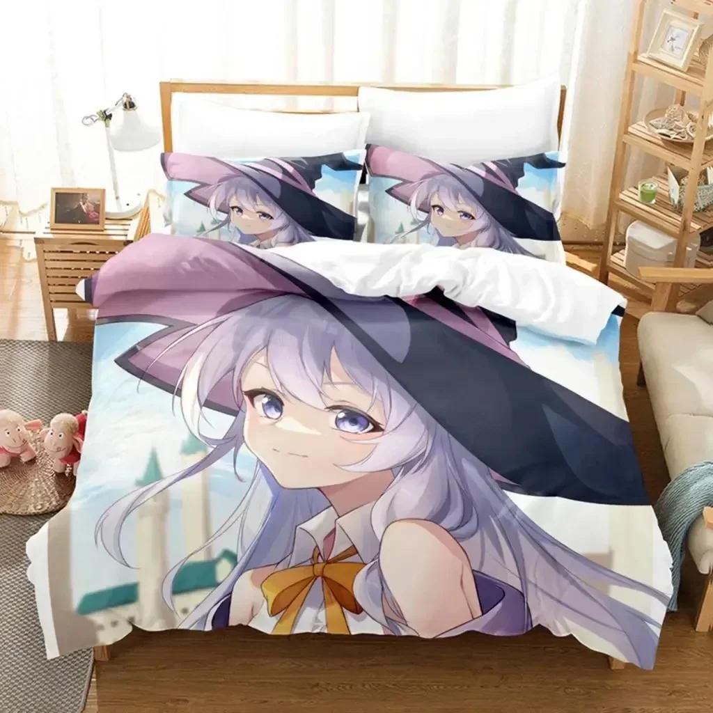 3D Print Anime Girl The Journey Of Elaina Bedding Set Duvet Cover Sheet Pillowcase Bed Full Queen King Size Comforter Bedroom