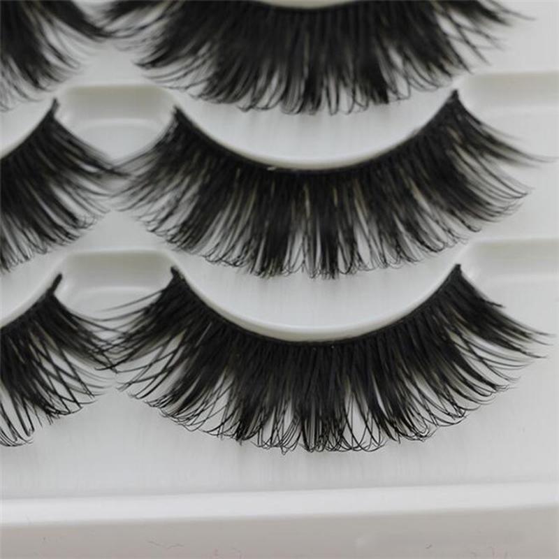 Buy 5 Pairs 3D Mink Hair Natural Cross False Eyelashes Extension Make ...