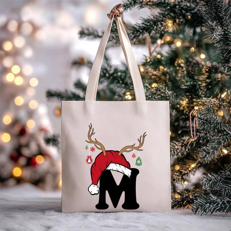 Christmas Letter Print Messenger Bag Student Casual Canvas Bag New