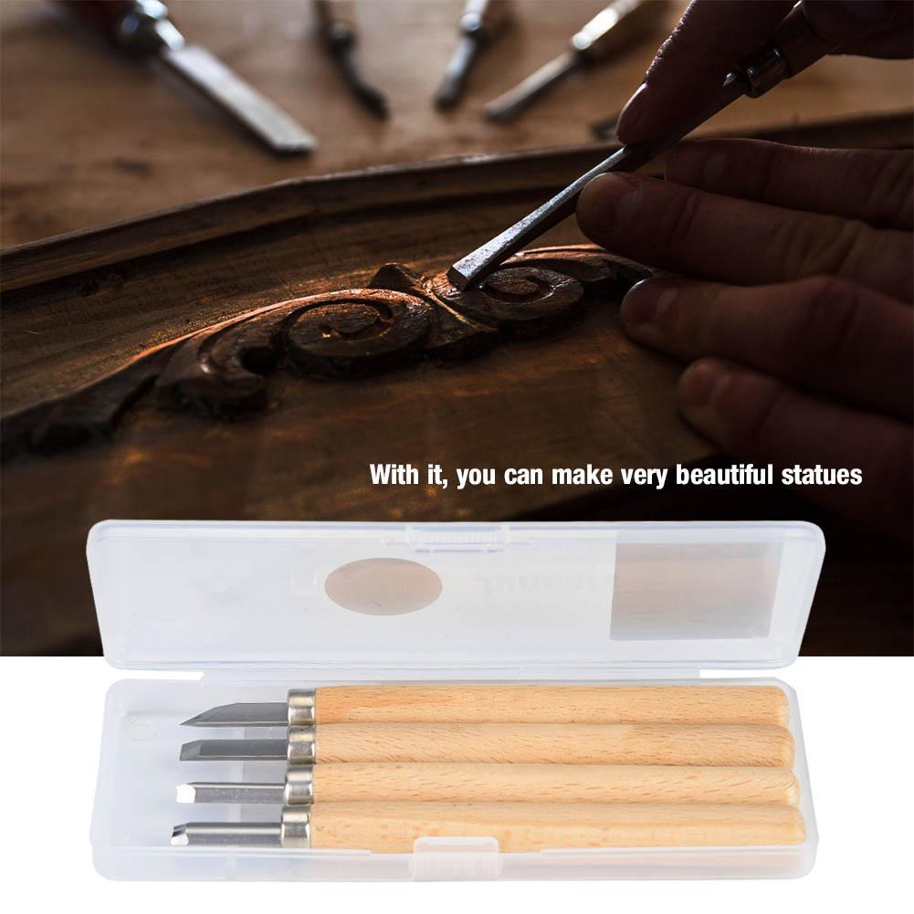 White Steel Carving Knife Four Piece Set Wood Carving Tools For Rubber Stamp(No.4 Suit)