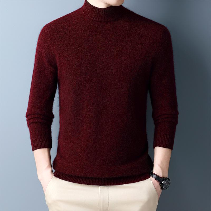 Men's Thickened Wool V-Neck Cashmere Sweater - Warm Winter Base Layer for All Ages