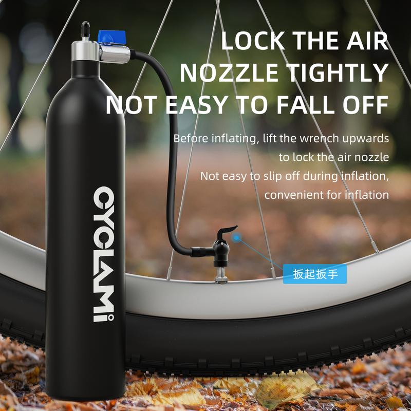 CYCLAMI 1.2L Aluminum Alloy MTB Road Inflator Tyre Air bottle Tire Booster With Valve Gas Cylinder For Bike Tubeless 29" Tire