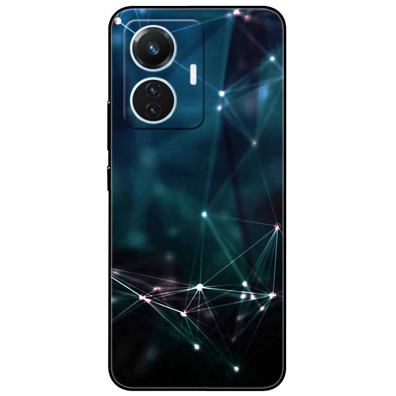 For Vivo T1 4G Case V2153 Covers TPU Black Silicone Starry Moon Cover for Vivo T1 44W Case Shockproof Soft X100 Pro Shells