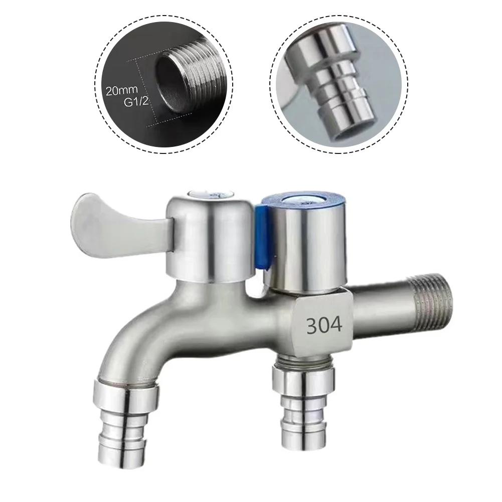 G1/2 Mop Pool Faucet Stainless Steel Double Open Washing Machine Faucet Quick Open Single Cold Outdoor Garden Pool Faucet