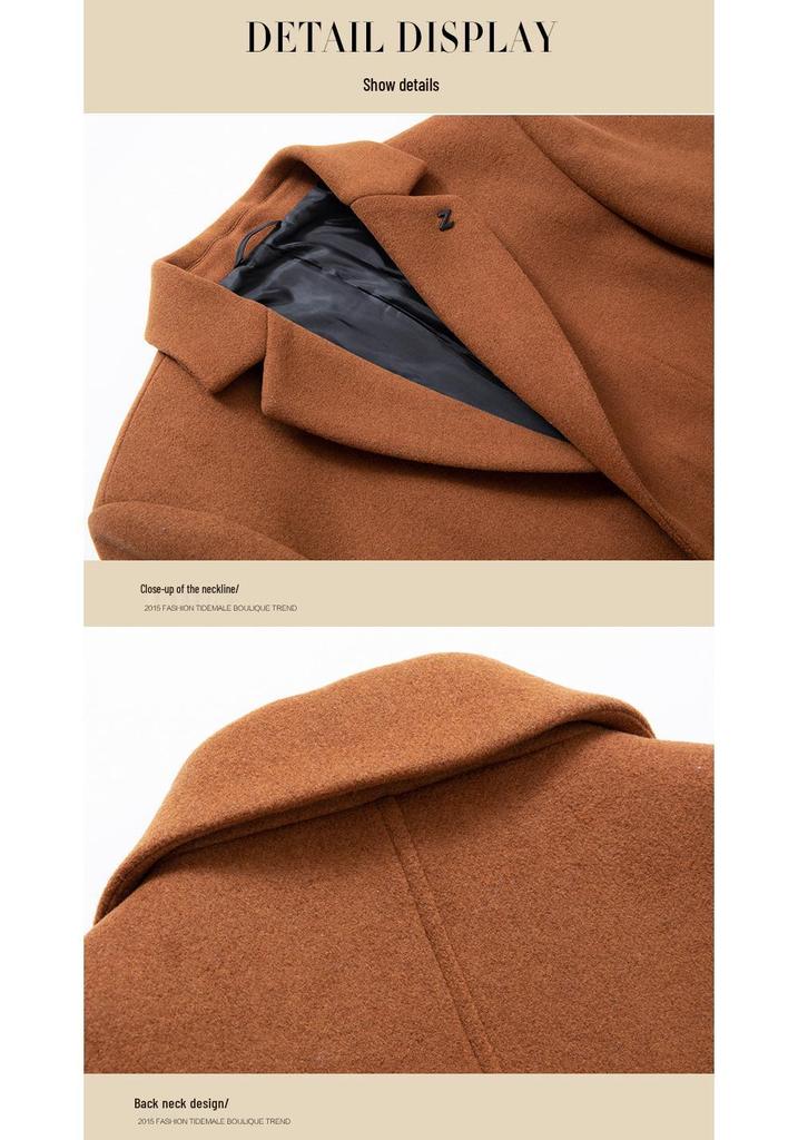 Mittellanger Wollmantel für Herren: Herbst/Winter Mode, Bügelfrei, Baumwollwattiert, Verdickte Jacke.