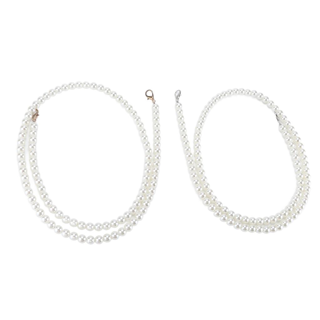 2Pcs Imitation Pearl Chains Purse Handle Strap Handbag Decoration Replacement Accessories for Women