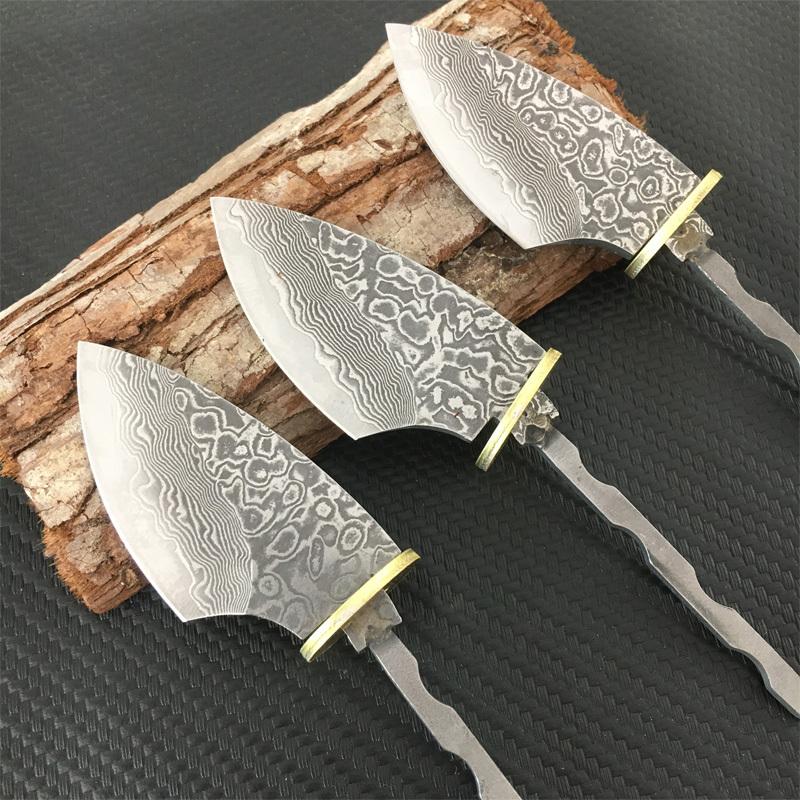 Rosette Damascus Steel Fixed Blade Blanks - Sharp Knife Blanks for Household DIY, Tool Parts & Diy Knife Accessories