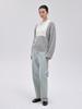 Kelidu White Block V-Neck Boucle Knit_ Gray