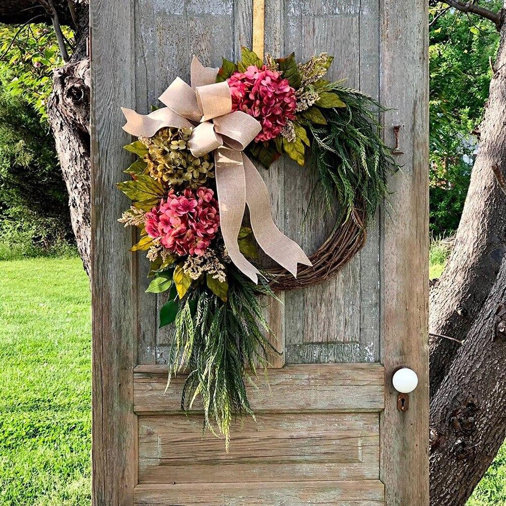 Elegant Autumn Wreath Hydrangea for Porch Yard Wedding Decor Thanksgiving Artificial Garlands Garden Harmhouse Hanging Wreath