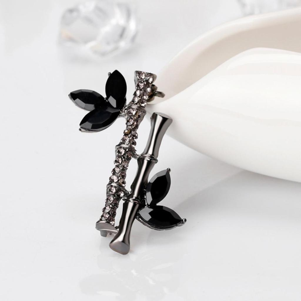 Fashion Bamboo Shape Rhinestone Brooch Pin Lady Dress Scarf Charms Accessory AVE
