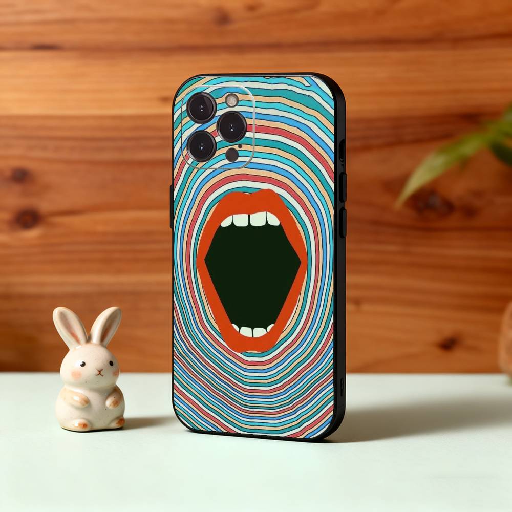 Ah, Please Open Your Mouth Phone Case For iPhone17 16 15 14 13 12 11 Pro Max Plus,5G Soft Black Case