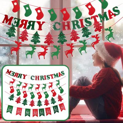 Christmas Decoration Supplies, Hanging Flags, Scene Arrangement, Non-Woven Fabric, Flag Pulling
