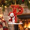 Indoor Holiday Decorations Cute Snowman Letter Christmas Ornament, 2D Flat Personalized A-Z Alphabet Clear Pattern Hanging Decor Acrylic Pendant