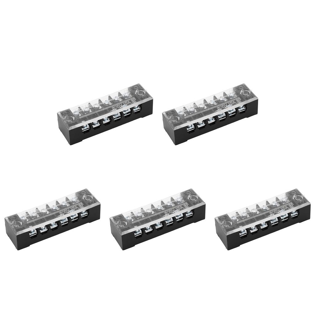 5pcs Terminal Block Barrier Strip Dual Row TB 15A 600V M3 Screws High Tenacity Wire Barrier Block 6 Positions(1506)