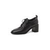 Fashion Mature Dress Women Pumps Fashion Office Ladies Thick Heels Square Toe Genuine Leather Lace-Up Shoes Woman 2025 New Spring Autumn