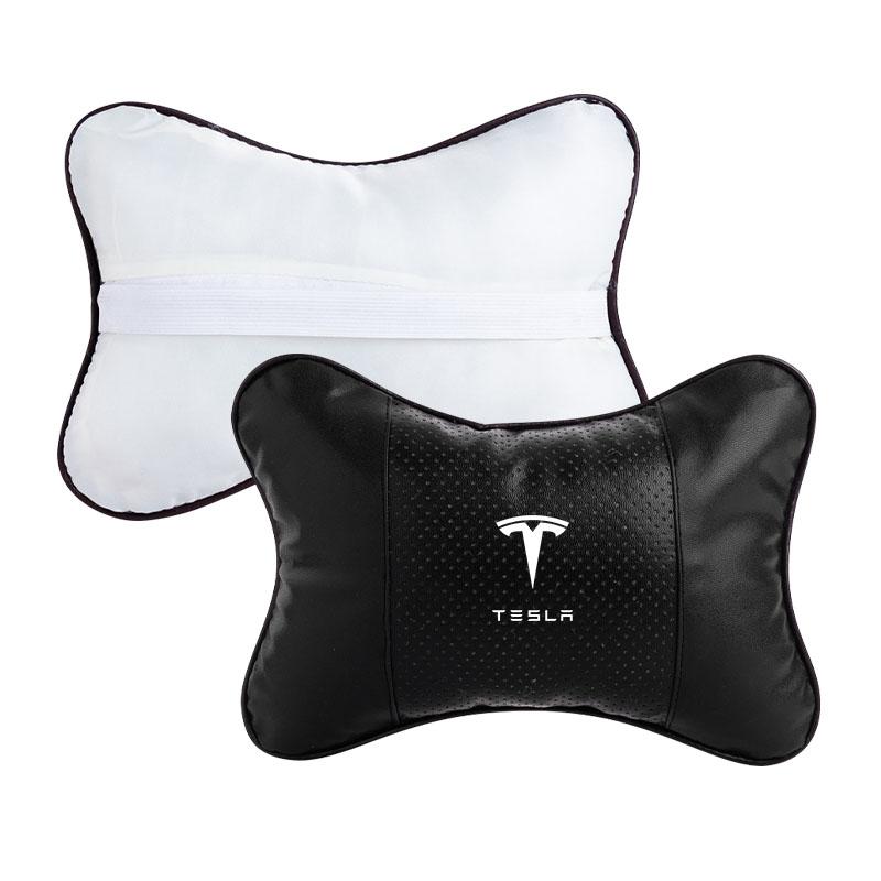 Car Seat Headrest Auto Logo Neck Pillow Car Accessories For Tesla Model 3 Model X S 2016-2023  Model Y Decals TM3 TMX