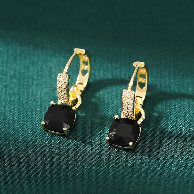 Classic Ear Buckle Anti-allergic Real Gold Electroplated Zircon Opal Earrings for Women