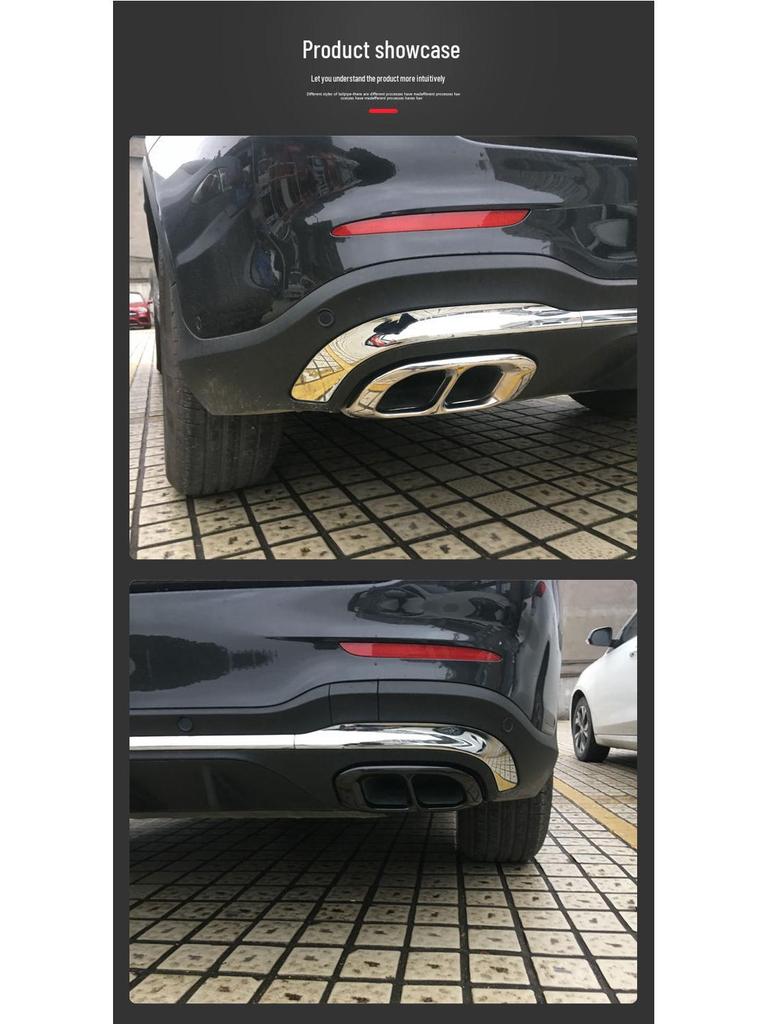 Stainless Steel Silver Exhaust Pipe Cover for 2020 Mercedes-Benz GLC 4WD Models