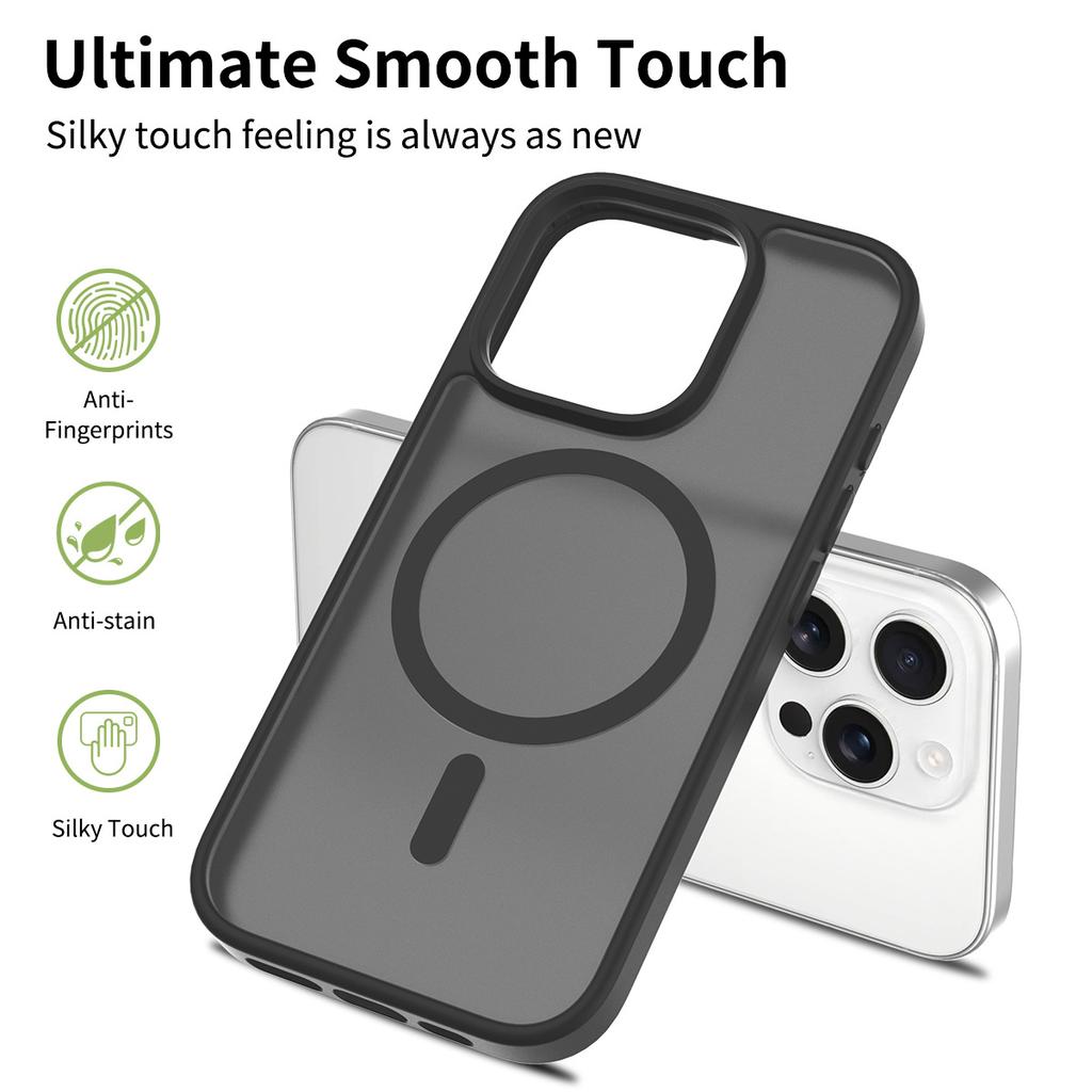 Suitable for Apple 17pro Max Transparent Black Two-in-one Mobile Phone Case Frosted Magnetic AI Smart Button 16e Mobile Phone Case