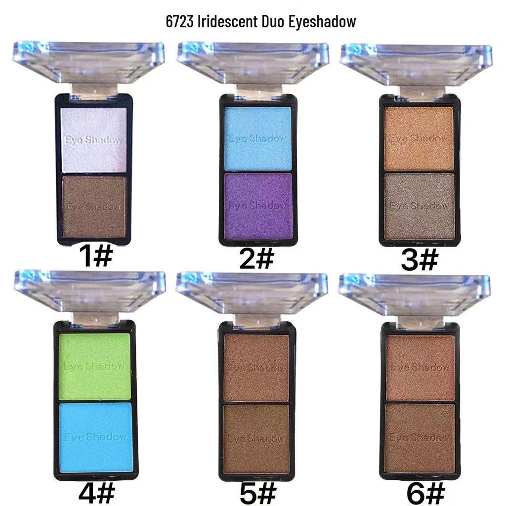 Ashariya Two-Color Eyeshadow - Pearlescent White, Blue, Purple Earth Tones for Students.