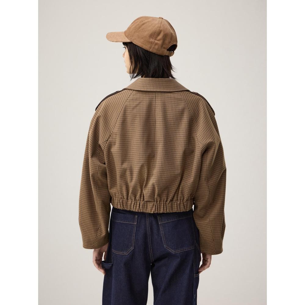 Gu By Uniqlo Short Trench Check Coat Rokh