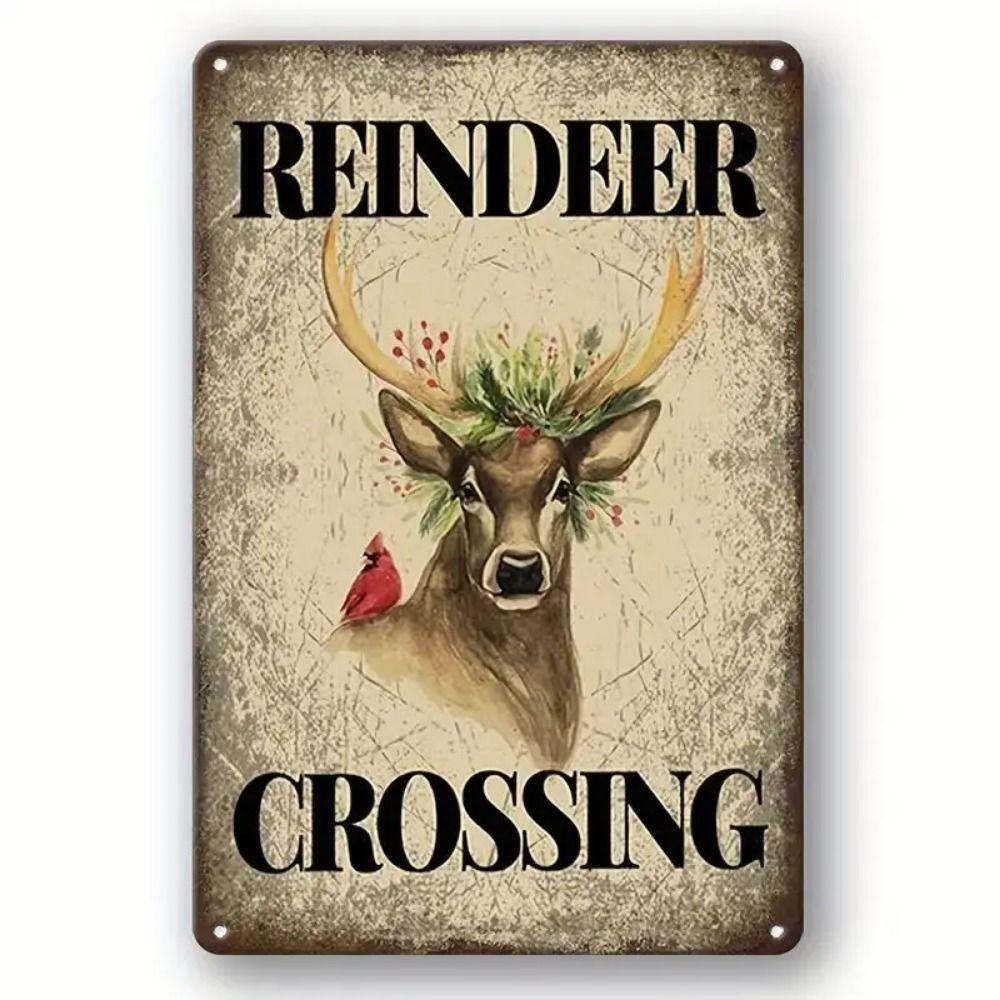 Vintage Christmas Metal Tin Sign Home Festive Wall Decor