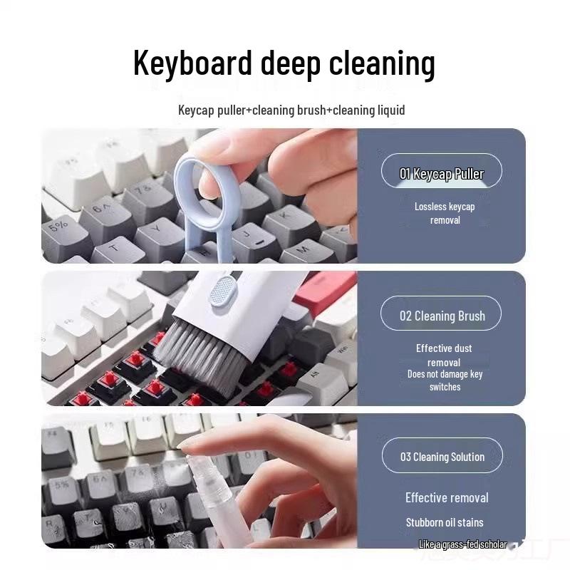7-in-1 Multi-Functional Cleaning Kit: Keyboard Brush, Bluetooth Earphone Cleaner, Mobile Phone Screen & Keycap Cleaner