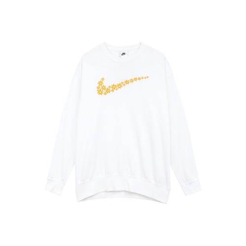 Nike Однотонная повседневная толстовка с цветочным логотипом для женщин Белая XL