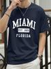 Miami Est 1825 Florida Stampa Maglietta Uomo Estate Cotone Magliette Oversize alla Moda Larga Abbigliamento Sportivo Casual Hip Hop Abbigliamento Unisex