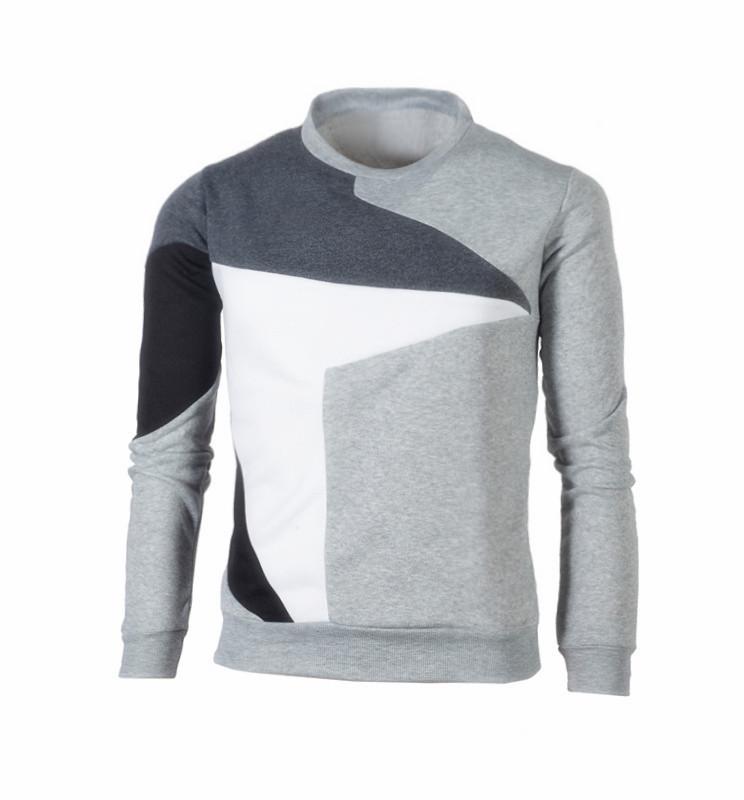Men's Patchwork Color Block Long Sleeve Fleece Sweatshirt