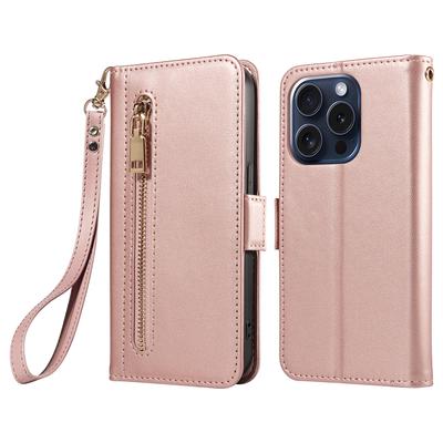 Stylové pouzdro na telefon s peněženkou na zip pro iPhone 16 15 14 13 12 11 Pro Max Mini 7 8 X XS XR s více sloty pro SIM karty, flipové pouzdro