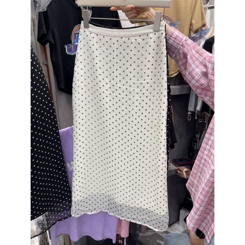 Spring 2025 Women's French Polka Dot High Waist A-line Skirt