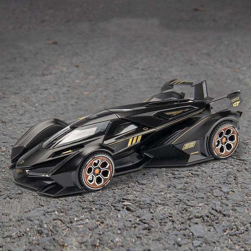 1/22 Lamborghini V12 GT Alloy Sports Car Model Diecast Metal Simulation Decoration Sound and Light Childrens Toy Car Gifts A471
