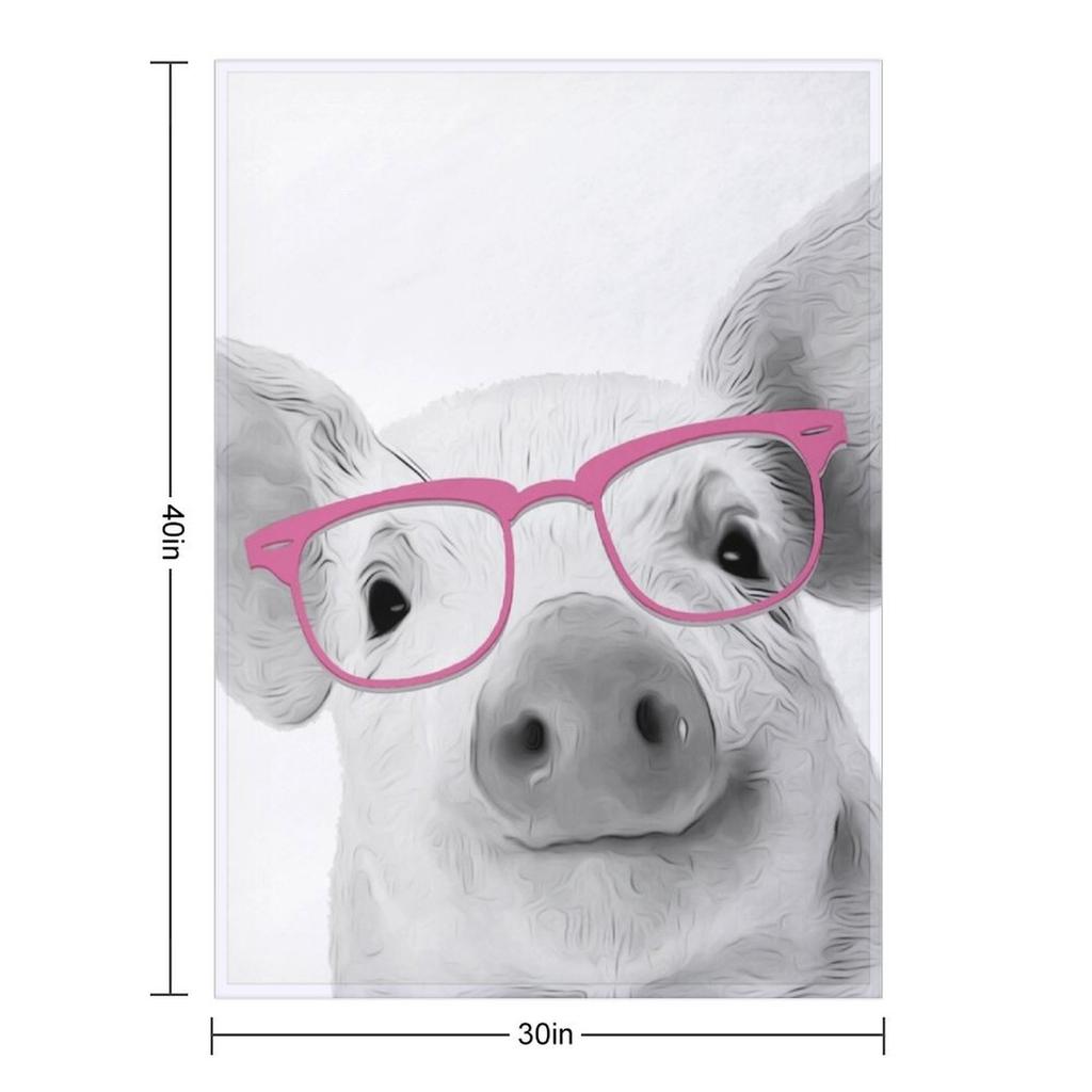 Pig Portrait Poster, animal, nature, wildlife, bacon, farm Throw Blanket funny gift Bed covers Stuffeds Soft Beds Blankets