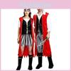 Unisex Woolen Pirate Stage Costume For Halloween Parties With Red Cloak Design