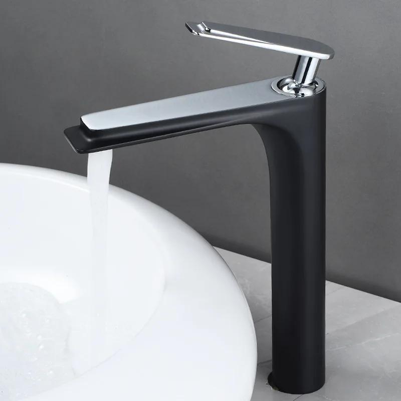 Northern Europe Basin Faucet Hot Cold Mixers Taps Deck Mount Bathroom Sink Basin Faucets Single Handle White Black Gold