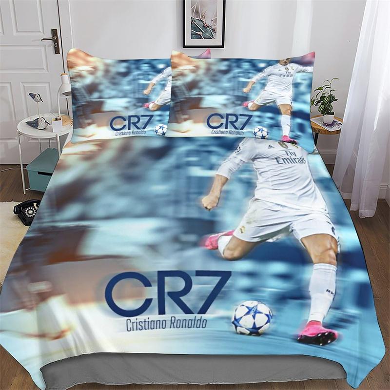 Bettbezug Ronaldo 3D Kinder Jungen Mädchen Bettbezug Weiche Tagesdecke 2/3-teiliges Set Mit Reißverschluss Weiche Mikrofaser King Size