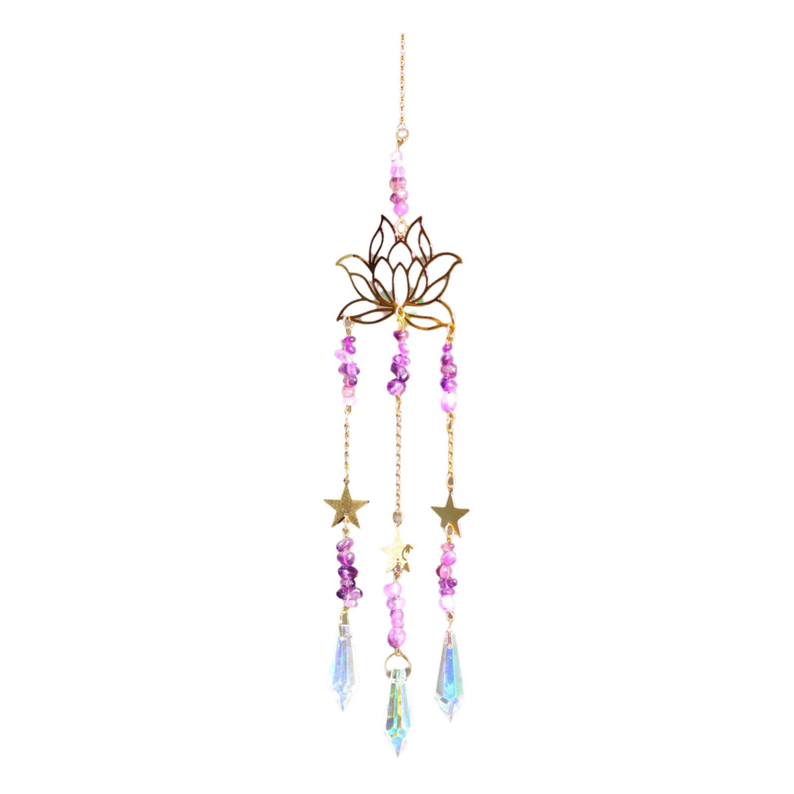 

Crystal Sun Catcher Lotus Wall Hanging Rainbow Maker Suncatchers for Living Room Or Office Decoration 2